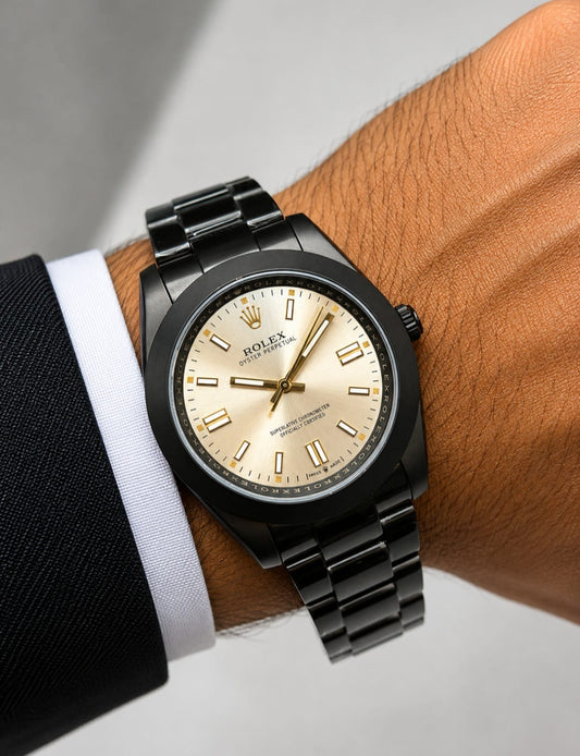 Rolex | Custom Oyster Perpetual Mecca Kaaba Door Calligraphy Watch – Matte Black Iridescent Purple