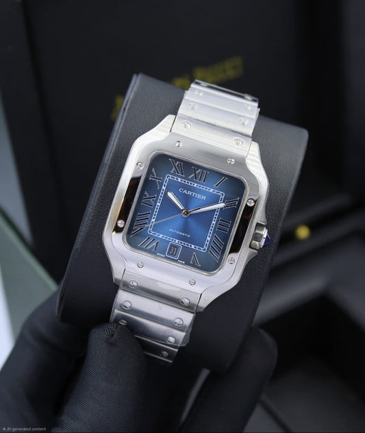 Cartier | Santos de Cartier Dual Time Satin Brushed Watch – Silver
