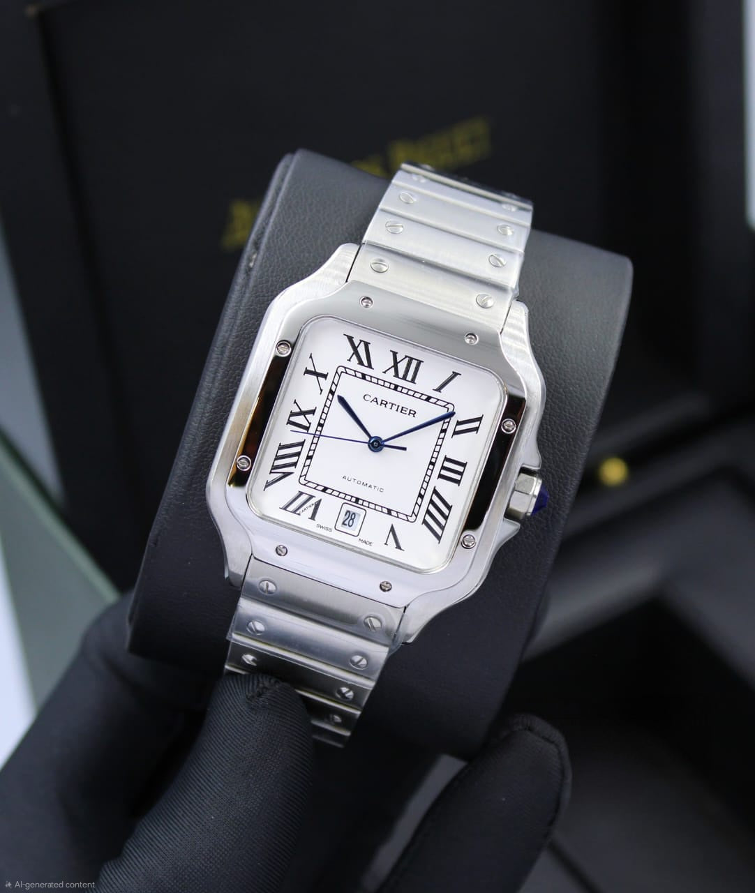 Cartier | Santos de Cartier Skeleton Steel Bridges Watch – Black