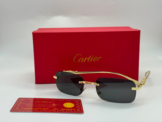 Cartier | Panthère de Cartier Rimless Sunglasses – Gold / Dark Grey