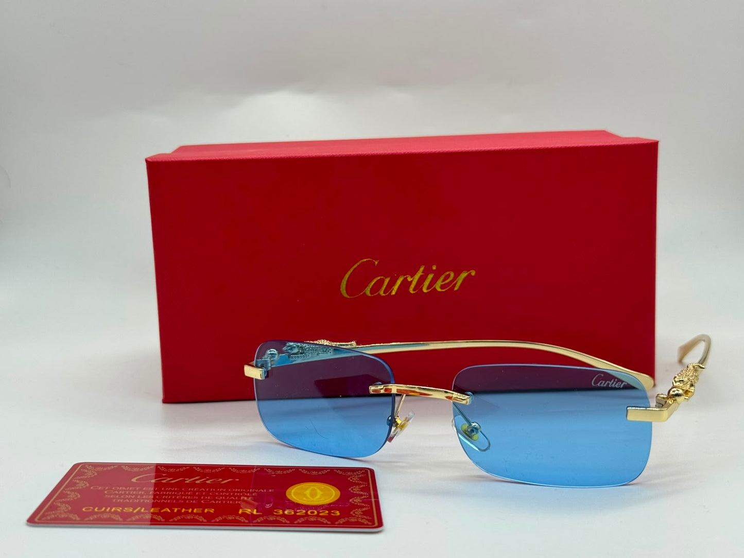 Cartier | Signature C de Cartier Rimless Sunglasses – Gold / Dark Grey