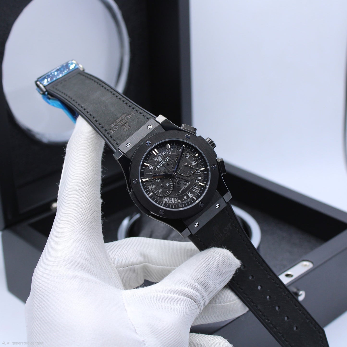 Hublot | Classic Fusion Aerofusion Chronograph Skeleton Leather Watch – Grey