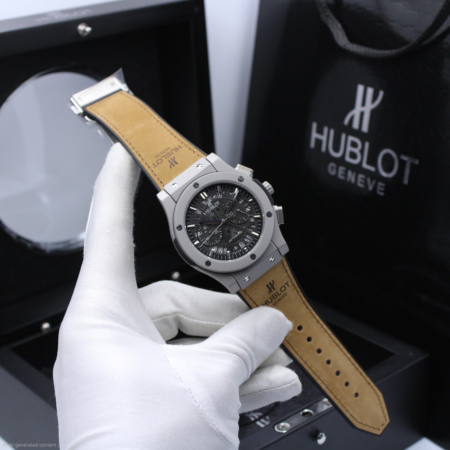 Hublot | Classic Fusion Aerofusion Chronograph Skeleton Alligator Watch – Black
