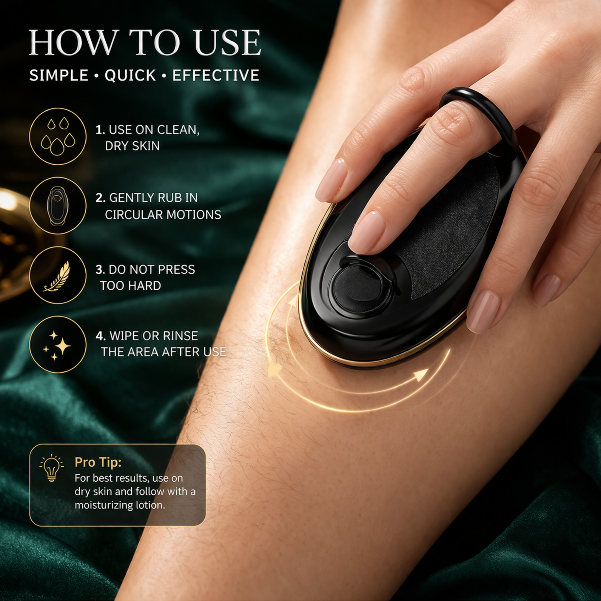Luxe Crystal Hair Remover – Reusable Smooth Skin Exfoliating Tool